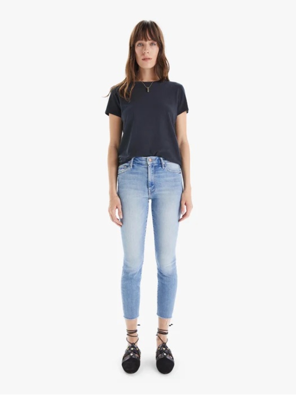 MOTHER High Waisted Looker Ankle Fray Jeans Size 25
